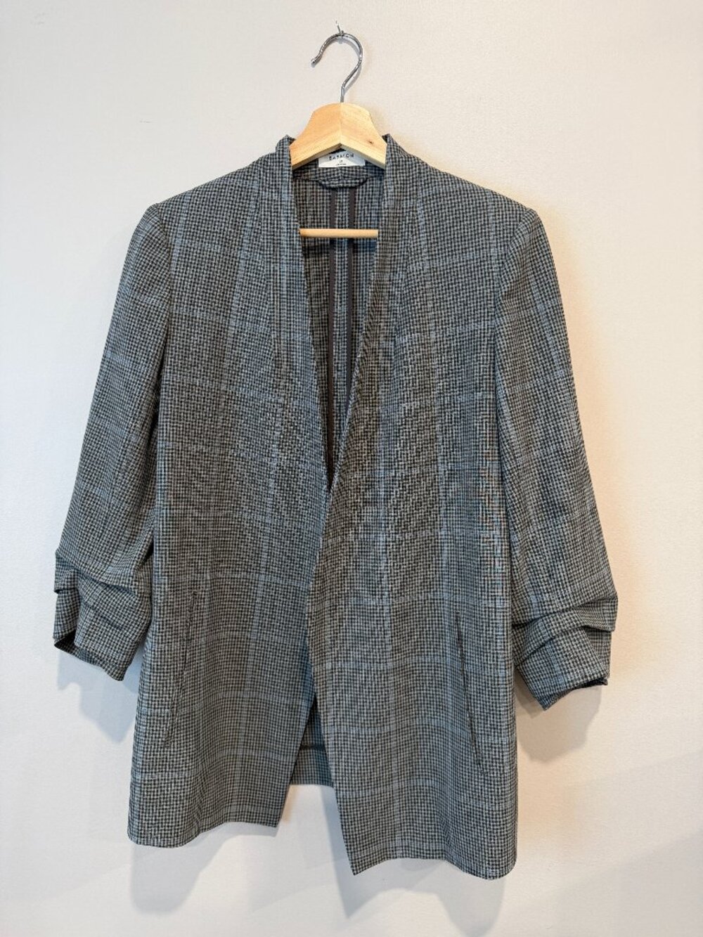 Babaton Aritzia Power Blazer Cream Black Blue Plaid Womens 12